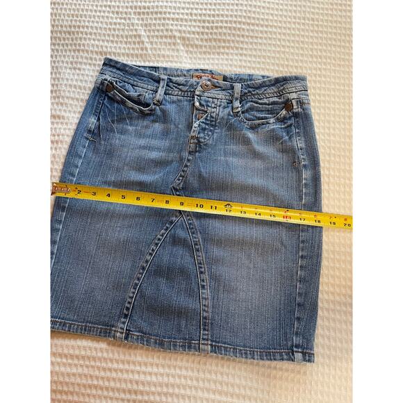 VTG Paris Blue Y2K Western Boho Style Mini Medium Wash Denim Skirt Size 7 - Picture 4 of 14